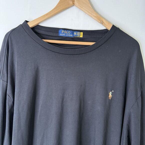 Polo Ralph Lauren Long Sleeve T-Shirt Mens 3XLT Soft Cotton Flesh Pony Black - Picture 3 of 10